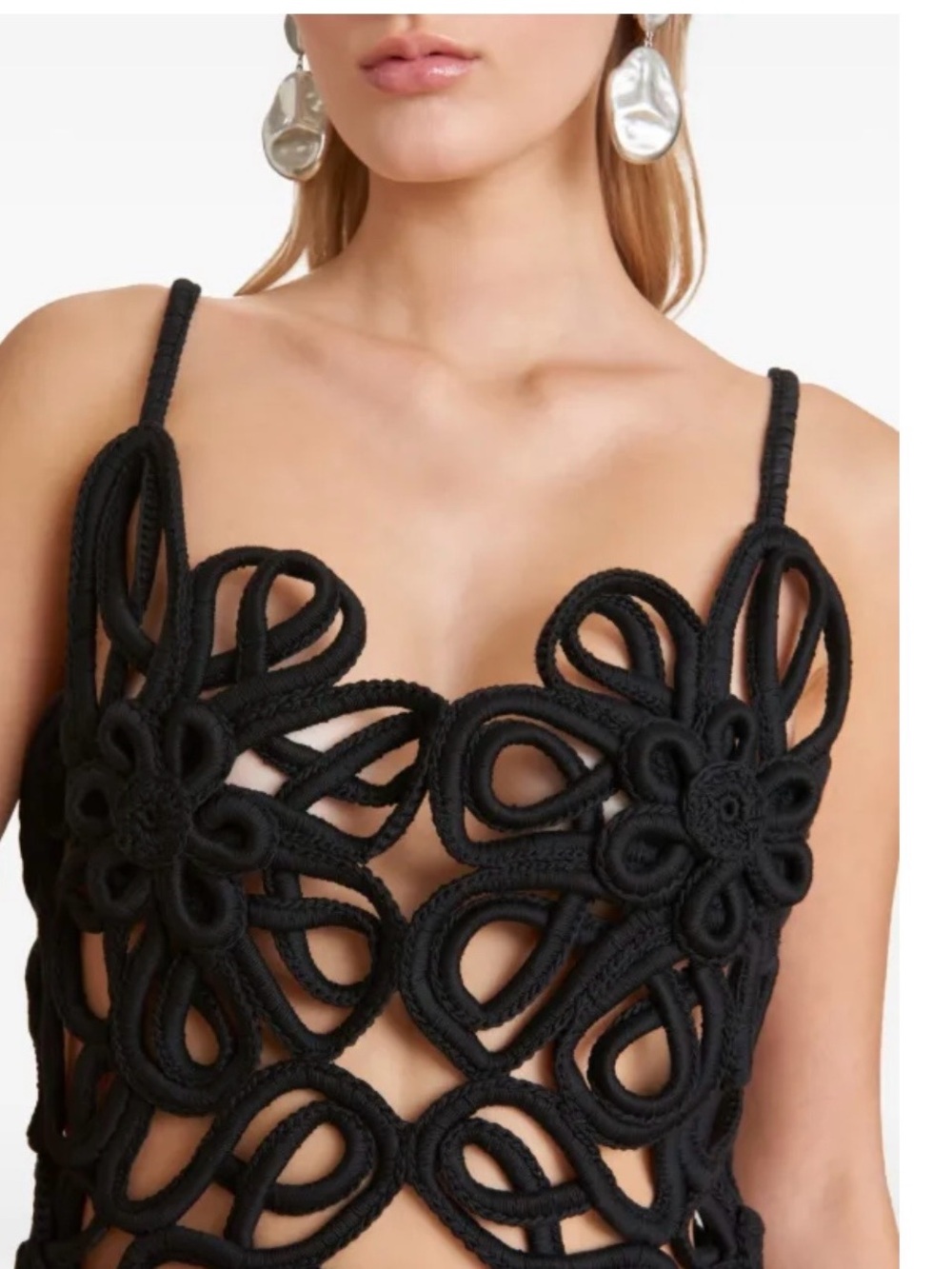 NWT Cult Gaia Nalda sculptural Crochet Knit Midi Dress Black Size M - Picture 7 of 16